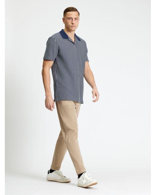 Ben Sherman Blue Short Sleeve Vertical Stripe Polo In Dark Navy for men