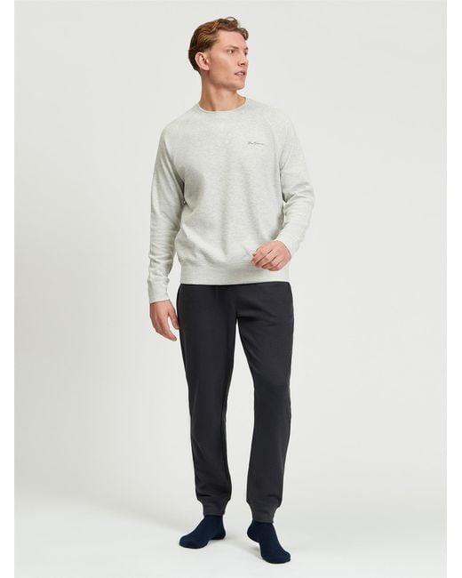 Ben Sherman White Long Sleeve Waffle Tee In Oatmeal for men