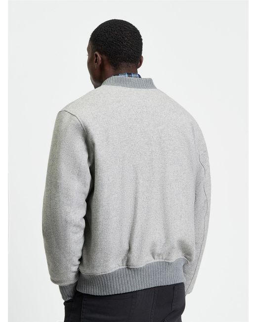 Ben Sherman Gray Wool Melange Bomber In Grey for men
