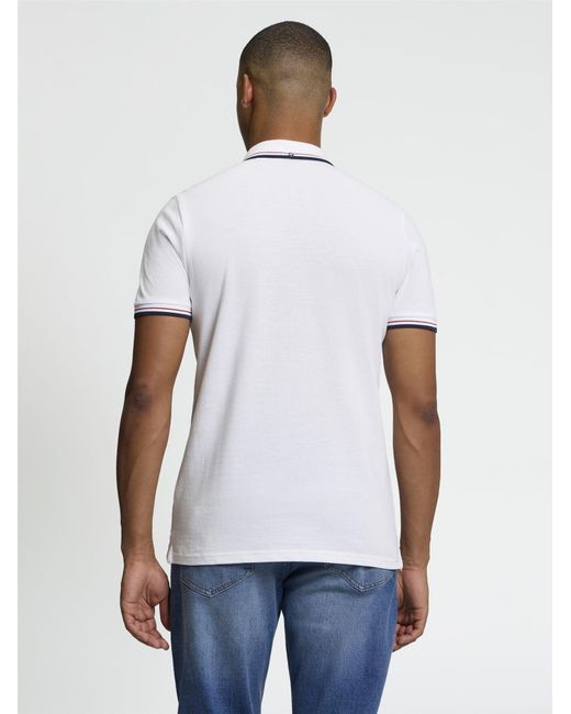 Ben Sherman White Short Sleeve Signature Pique Polo In for men
