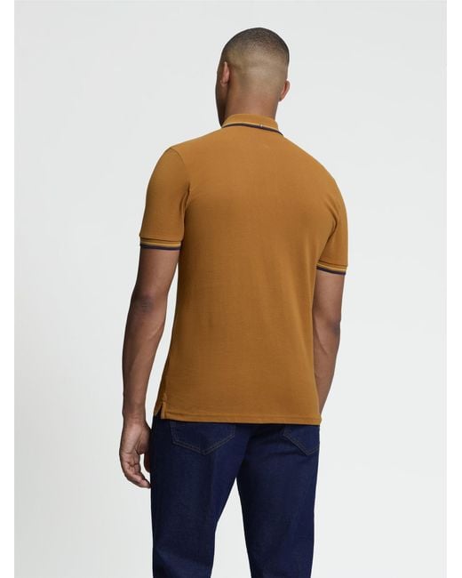 Ben Sherman Blue Short Sleeve Signature Pique Polo In Cinnamon for men