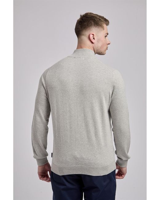 Ben Sherman Gray Quarter Zip Funnel-neck Jumper for men