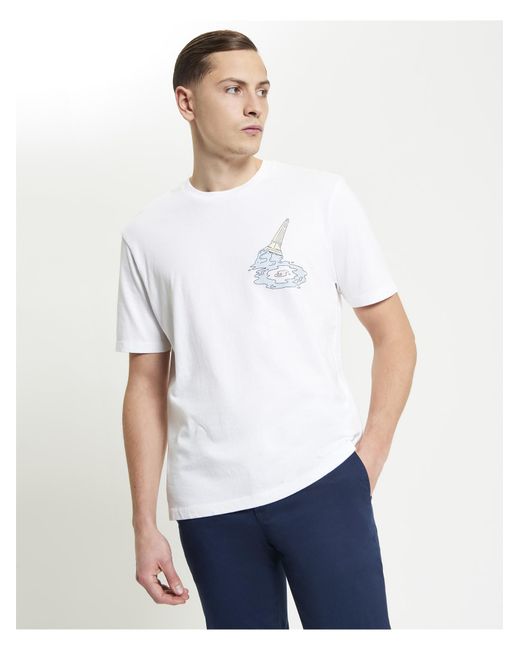 Ben Sherman Ice Cream Splat Target Tee In White for men