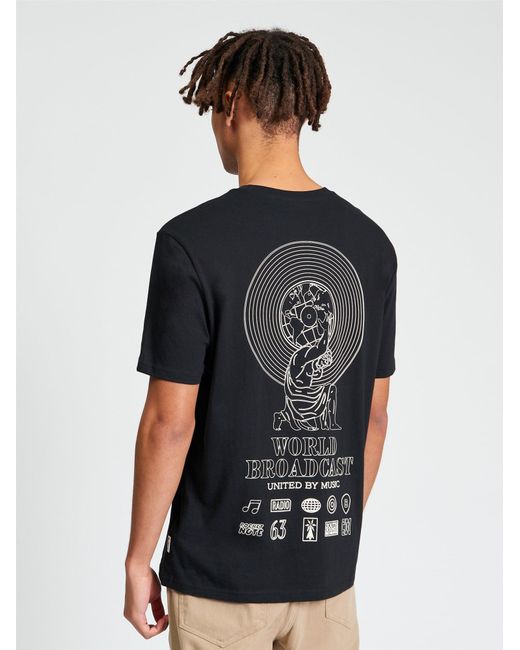 Ben Sherman Multicolor Short Sleeve World Broadcast Tshirt In Black for men