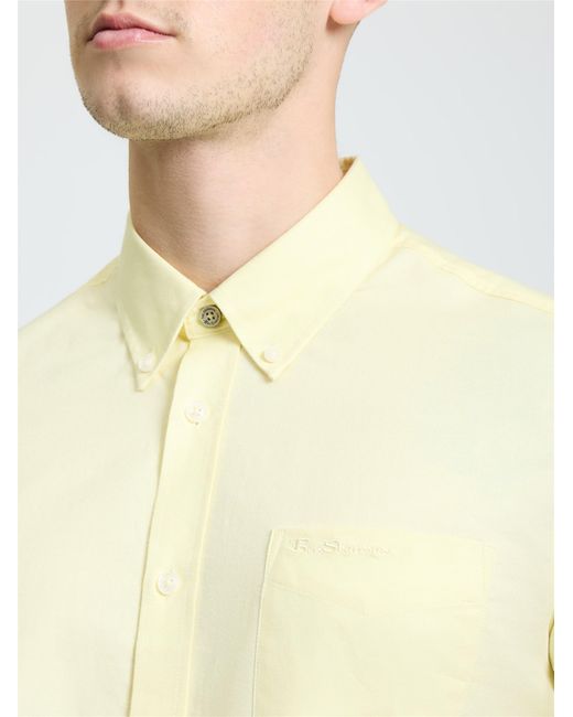 Ben Sherman Blue Short Sleeve Oxford Shirt In Corn for men