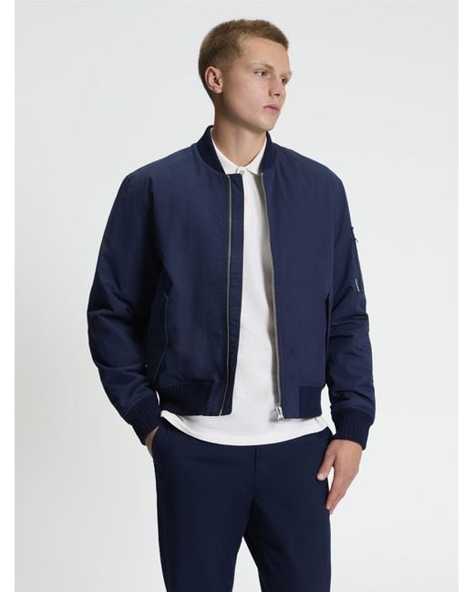 Ben Sherman Blue Soft Shell Bomber Jacket In Dark Navy for men