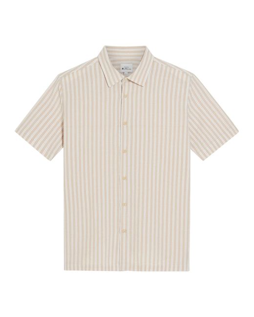 Ben Sherman Natural Short Sleeve Seersucker Stripe Shirt In for men