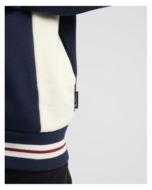 Ben Sherman Red Colour Block Zip Through Sweatshirt In Dark Navy for men