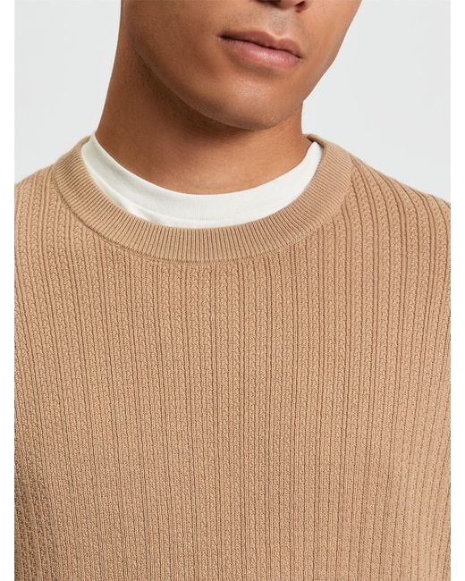Ben Sherman White Textured Front Crew In for men
