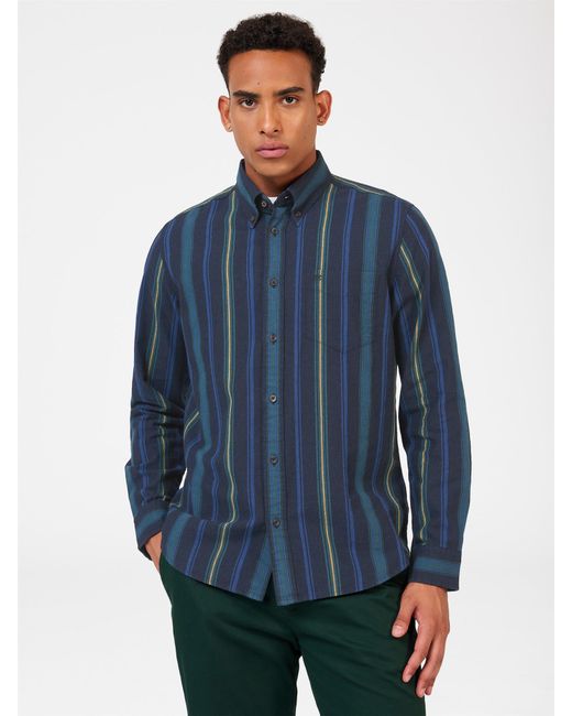 Ben Sherman Blue Recycled Oxford Stripe Shirt for men