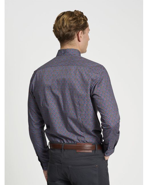 Ben Sherman Blue Long Sleeve Foulard Print In Dark Navy for men