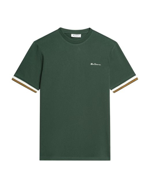 Ben Sherman Short Sleeve Textured Tipped Tshirt In Bottle Green for men