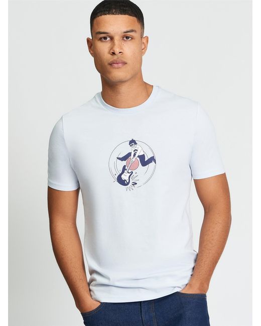 Ben Sherman Short Sleeve Smash Target Tshirt In Light Blue for men