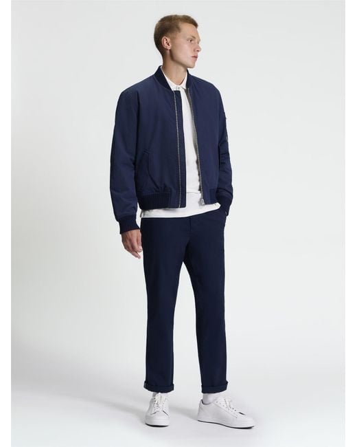 Ben Sherman Blue Soft Shell Bomber Jacket In Dark Navy for men