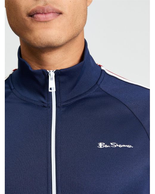 Ben Sherman Blue House Tape Track Top In Dark Navy for men