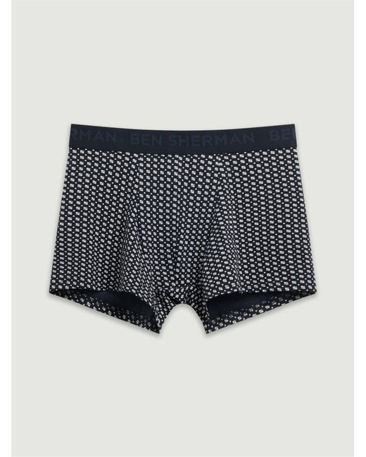 Ben Sherman Black 3 Pack Jacquard Logo Geo Print Trunks In Assorted for men