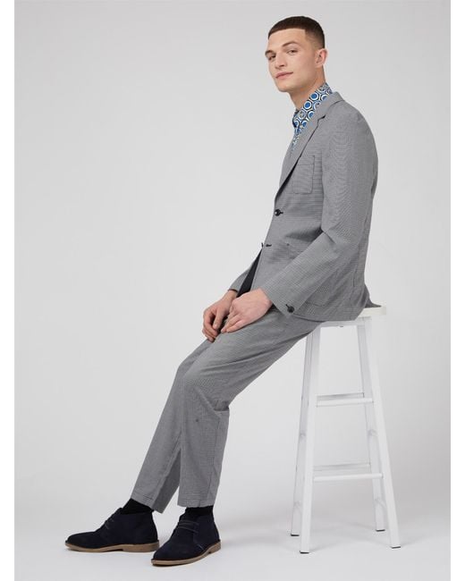 Ben Sherman Gray Black Check Suit for men