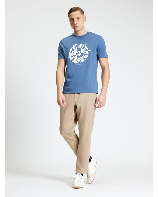 Ben Sherman Blue Short Sleeve Seagull Target Tshirt In Indigo for men
