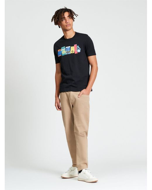 Ben Sherman Multicolor Short Sleeve Festival Pass Tshirt In Black for men