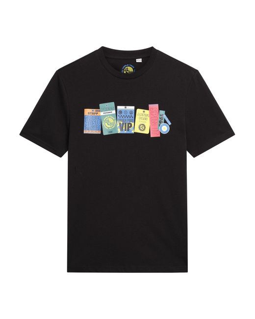 Ben Sherman Multicolor Short Sleeve Festival Pass Tshirt In Black for men