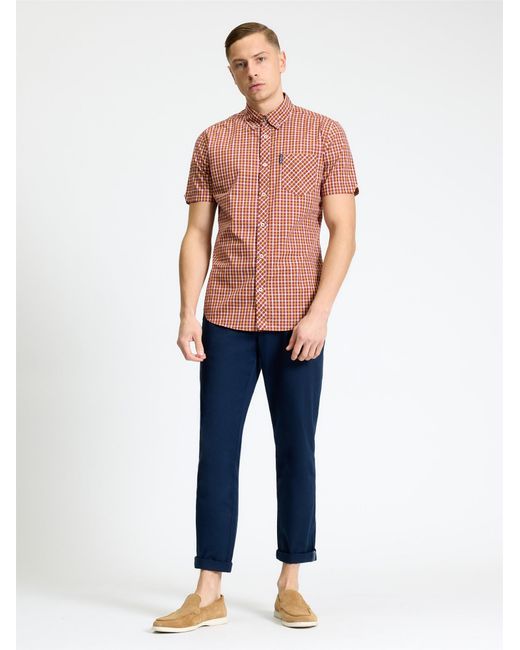 Ben Sherman Red Short Sleeve House Check Shirt In Cherry for men