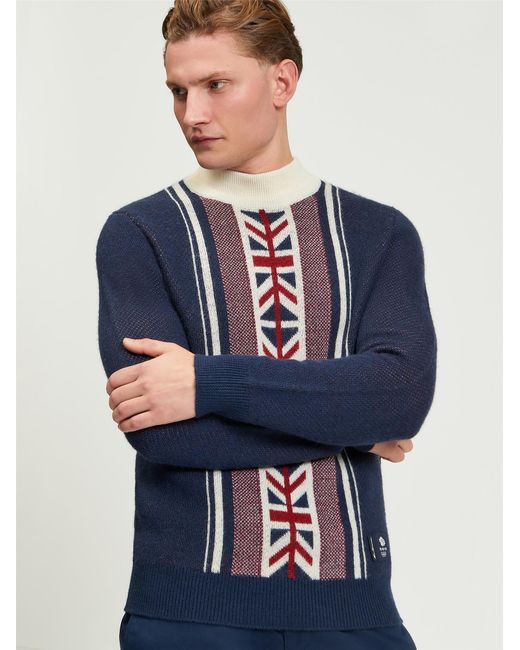 Ben Sherman Blue Team Gb Crew Neck Jumper In Dark Navy for men