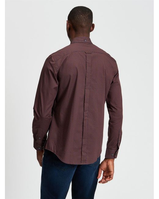 Ben Sherman Red Long Sleeve Split Spot Print In Brown for men