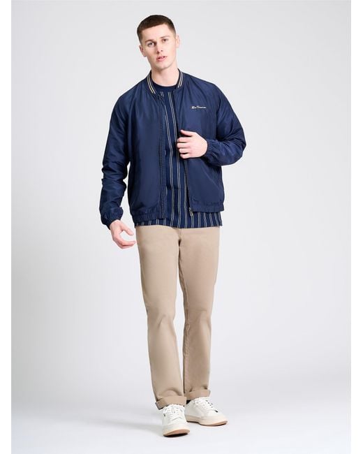 Ben Sherman Blue Rib Bomber In Dark Navy for men