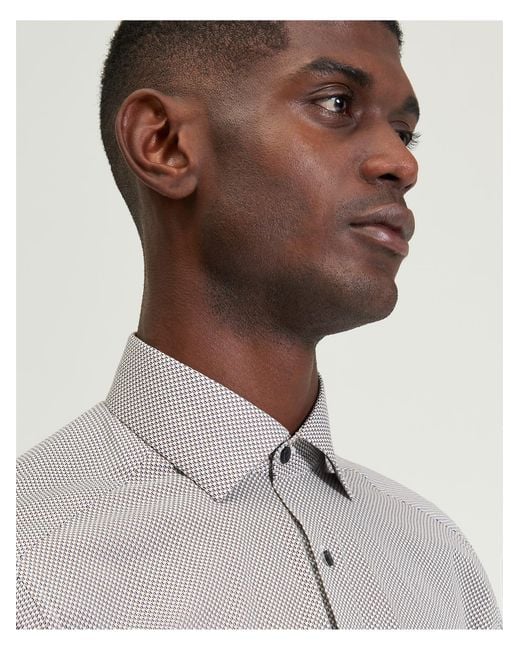 Ben Sherman Gray Mini Mod Geo Shirt In Tan for men