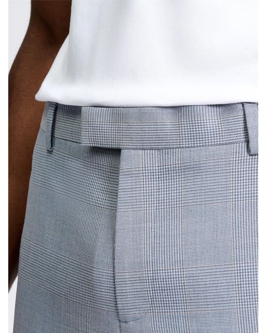 Ben Sherman Prince Of Wales Wool Check Trousers In Light Blue for men