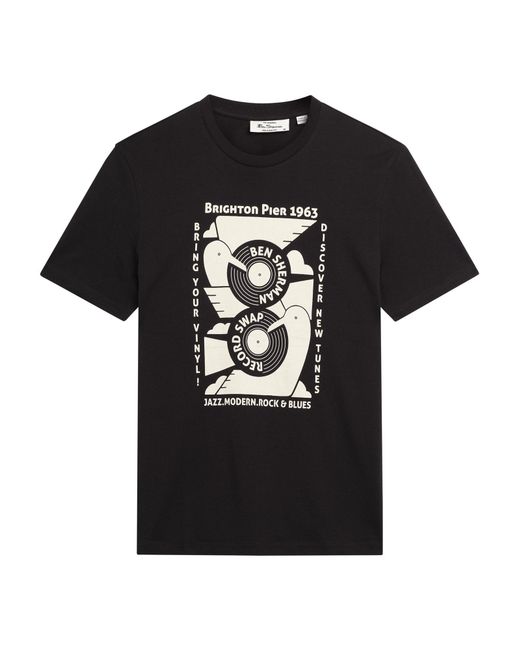 Ben Sherman Multicolor Short Sleeve Record Swap Tshirt In Black for men