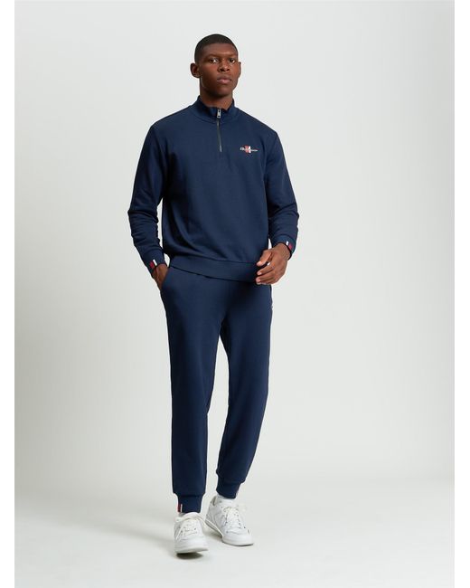 Ben Sherman Blue Core Half Zip Funnel In Dark Navy for men