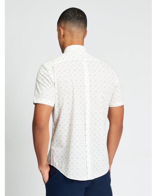 Ben Sherman Blue Short Sleeve Scattered Geo Print Shirt In Sage for men