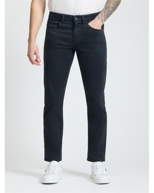 Ben Sherman Blue 5 Pocket Bedford Trousers In Charcoal for men