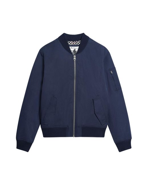Ben Sherman Blue Soft Shell Bomber Jacket In Dark Navy for men