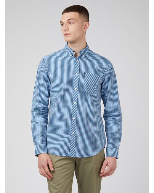 Ben Sherman Blue Gingham Long Sleeve Shirt for men
