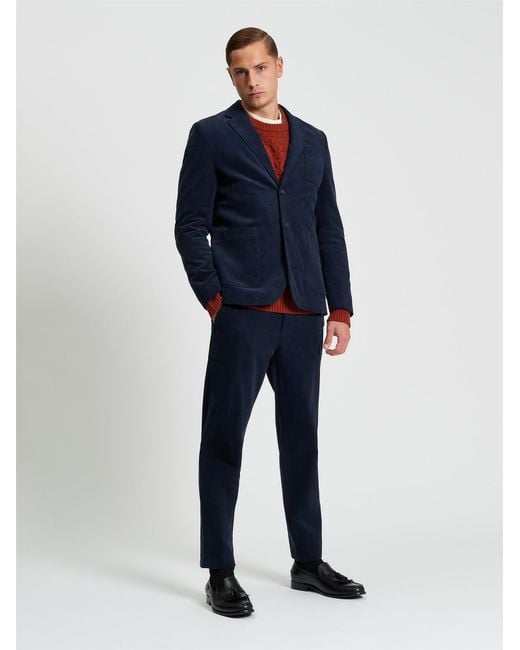 Ben Sherman Blue Corduroy Blazer In Dark Navy for men