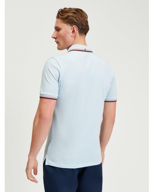 Ben Sherman Short Sleeve Signature Pique Polo In Powder Blue for men