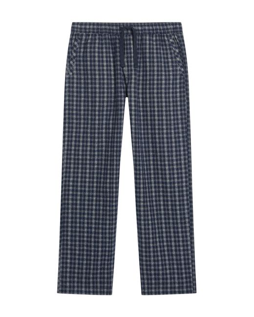 Ben Sherman Blue Brushed Linear Check Trouser In Marine for men