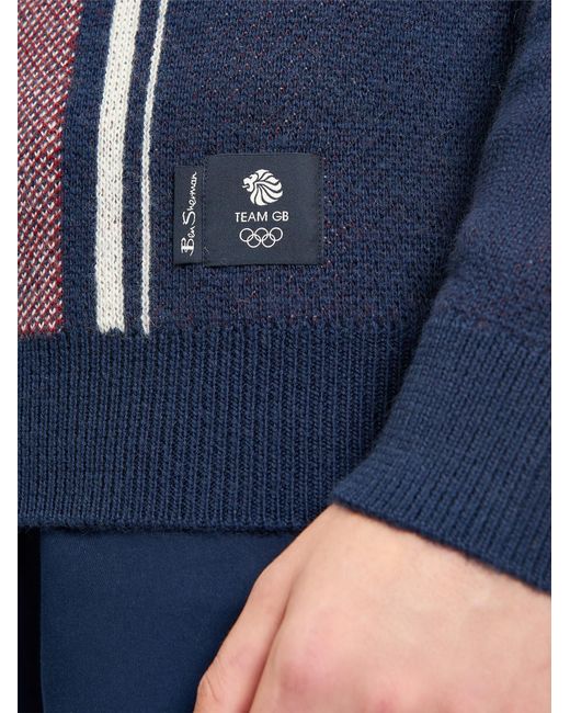 Ben Sherman Blue Team Gb Crew Neck Jumper In Dark Navy for men