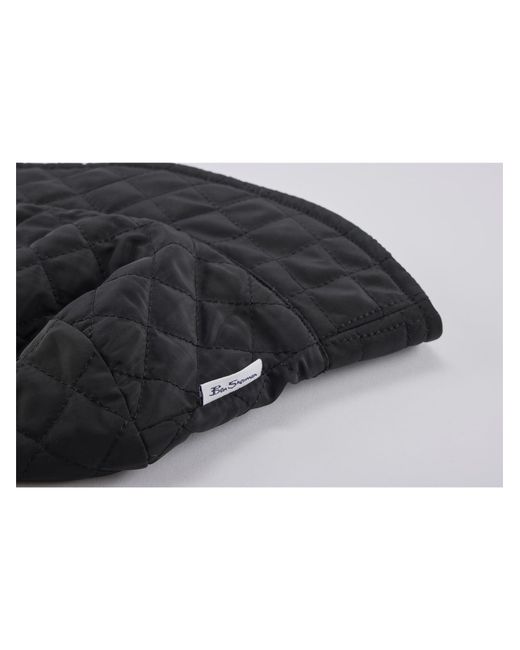 Ben Sherman White Diamond Quilted Bucket Hat In Black for men