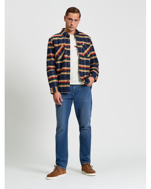 Ben Sherman Blue Brushed Ivy Check Shirt In Dark Navy for men