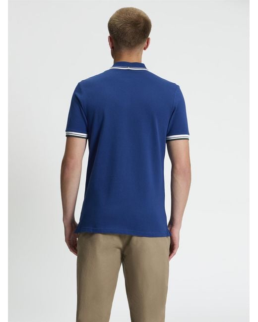 Ben Sherman Short Sleeve Signature Pique Polo In Blueberry for men