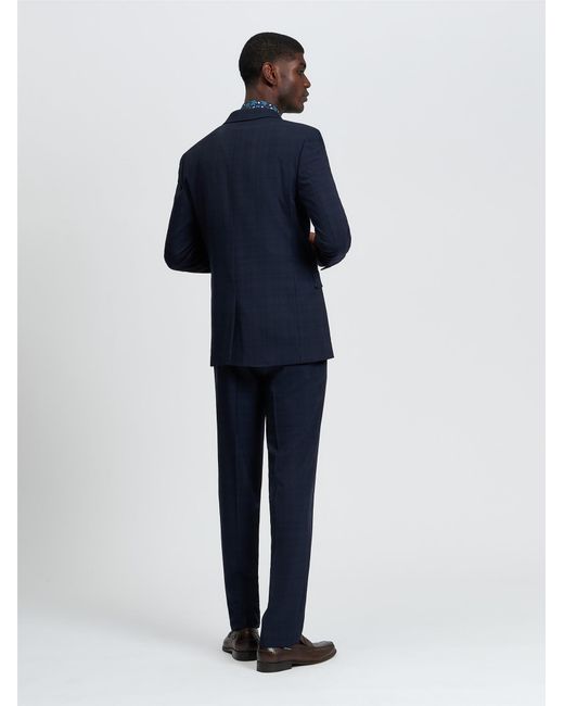Ben Sherman Blue Tonal Check Jacket In Navy for men