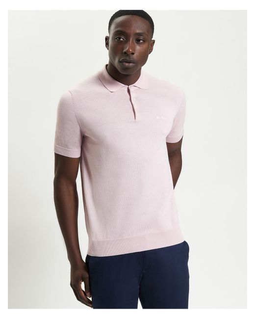 Ben Sherman Blue Short Sleeve Signature Knitted Polo for men