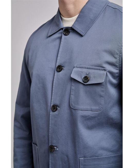 Ben Sherman Summer Twill Chore Jacket In Dusky Blue for men