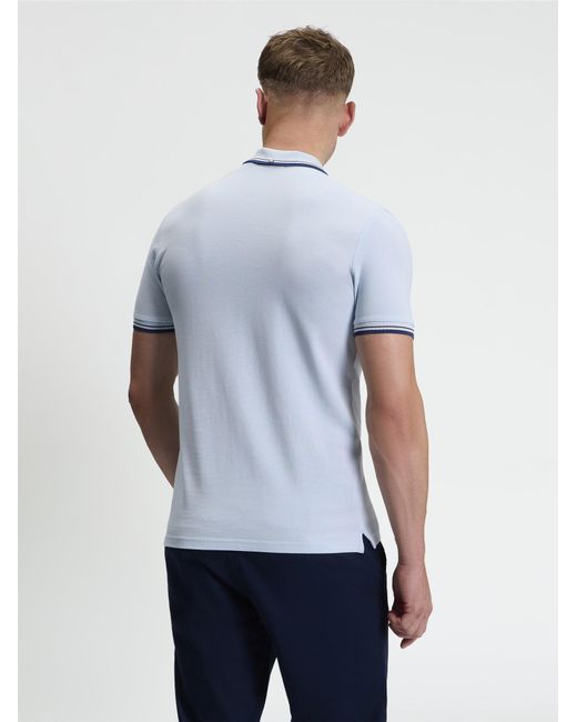 Ben Sherman Short Sleeve Signature Pique Polo In Blue Shadow for men