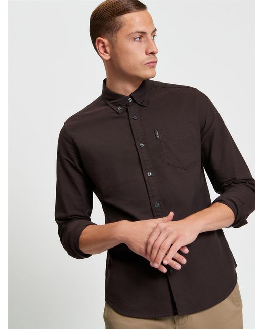 Ben Sherman Black Long Sleeve Signature Oxford Shirt In for men