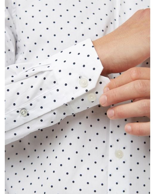 Ben Sherman White Polka Dot Print Shirt for men