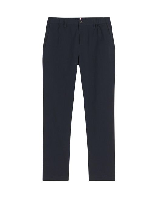 Ben Sherman Blue Seersucker Trousers In Midnight for men